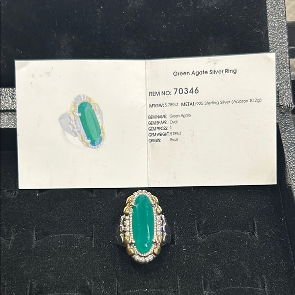 Green Agate Sterling Silver Ring .925